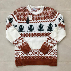 Maglione di Natale PINE TREE BROWN