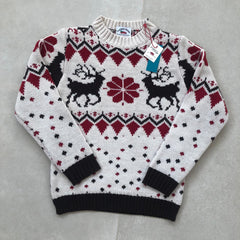 Maglione di Natale FLOWER & REINDEER RED